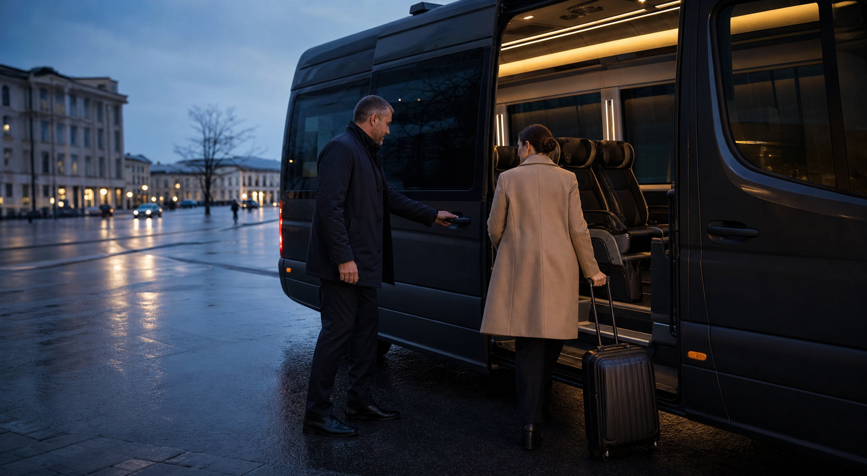 Водій VadiTrans зустрічає пасажирку біля автомобіля